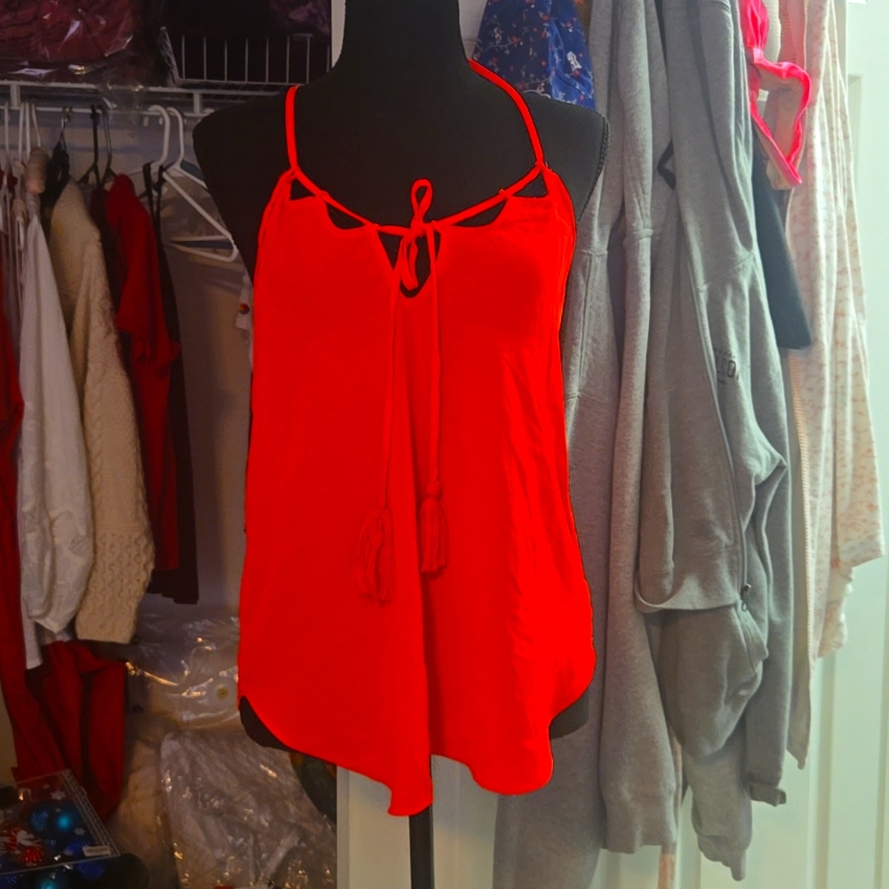 Hot Pink T Strap Tie Blouse